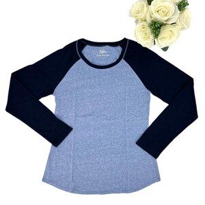 Justice Girls Baseball Long Sleeve Tee Size XL 14-16 T-Shirt Blue Top